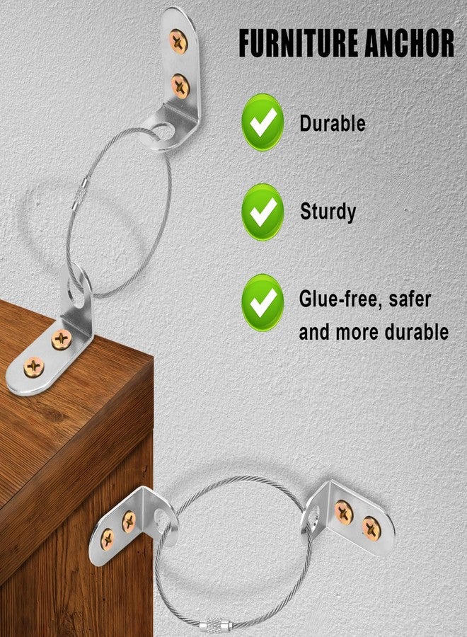 lasuroa 4 Sets Furniture Anchors, Stainless Steel Premium Durable Anti-Tip Furniture Wall Anchor Practical Earthquake Straps for Baby Proofing Safety - Image 3
